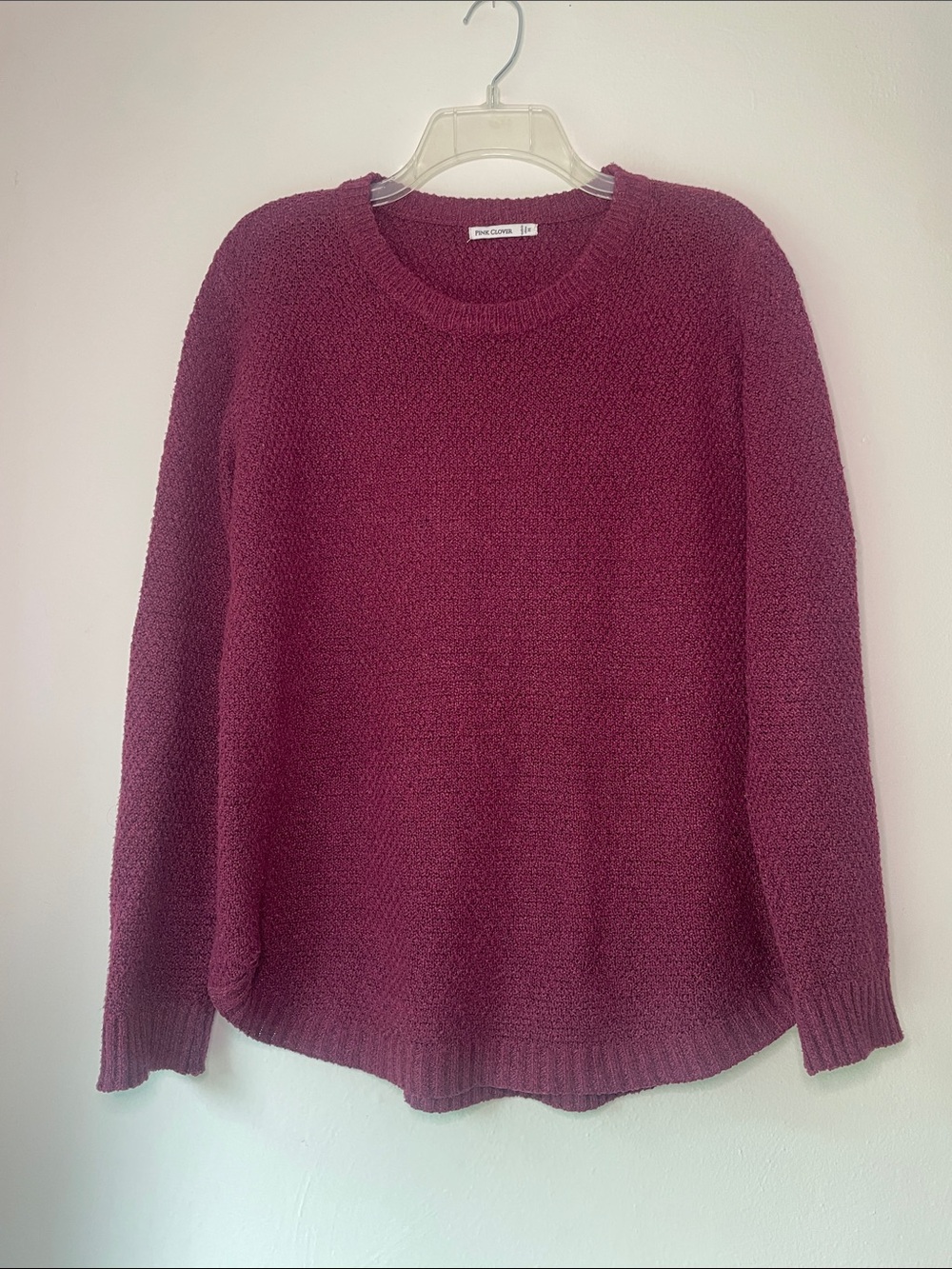 Pink Clover Cozy Scoopneck Sweater in Wine